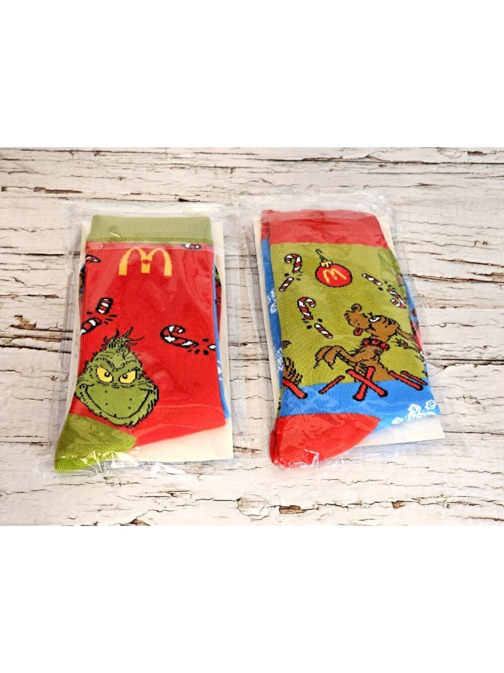2025 McDonald's Canada Christmas Grinch Socks, Set of 2